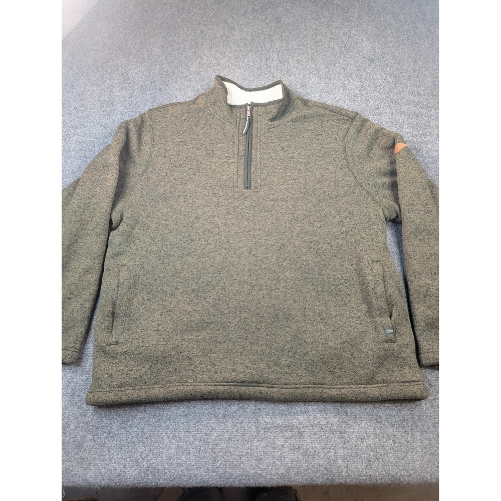 Orvis Mens XXL Quarter Zip Sherpa Lined Fleece Pullover Sweater Olive Green